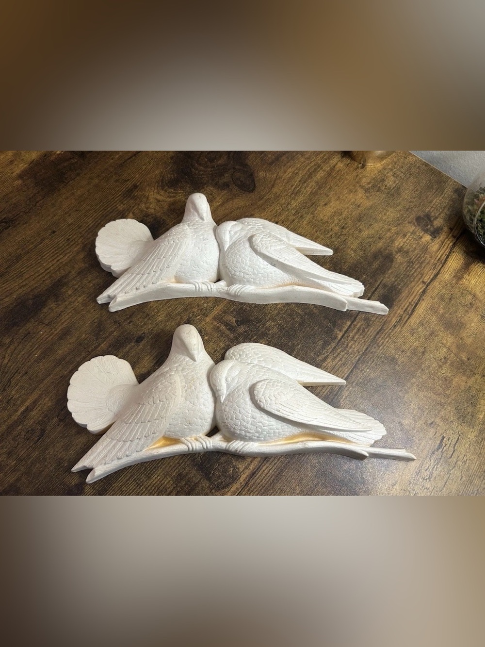 Vintage Burwood Products Company Wall Hanging Doves Plastic Sculpture